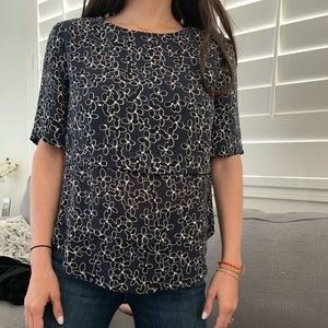 A.L.C. Tiered floral short sleeve blouse